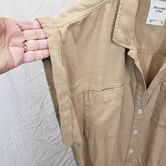 Abercrombie & Fitch Belted Utility Tan Jumpsuit Size Large Tall - Picture 6 of 11